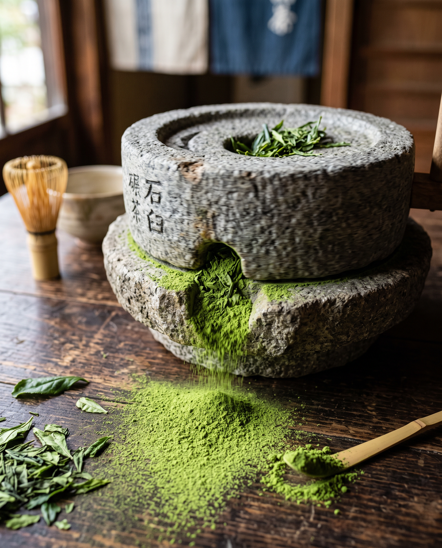 matcha-row3-stone-mill-grinding